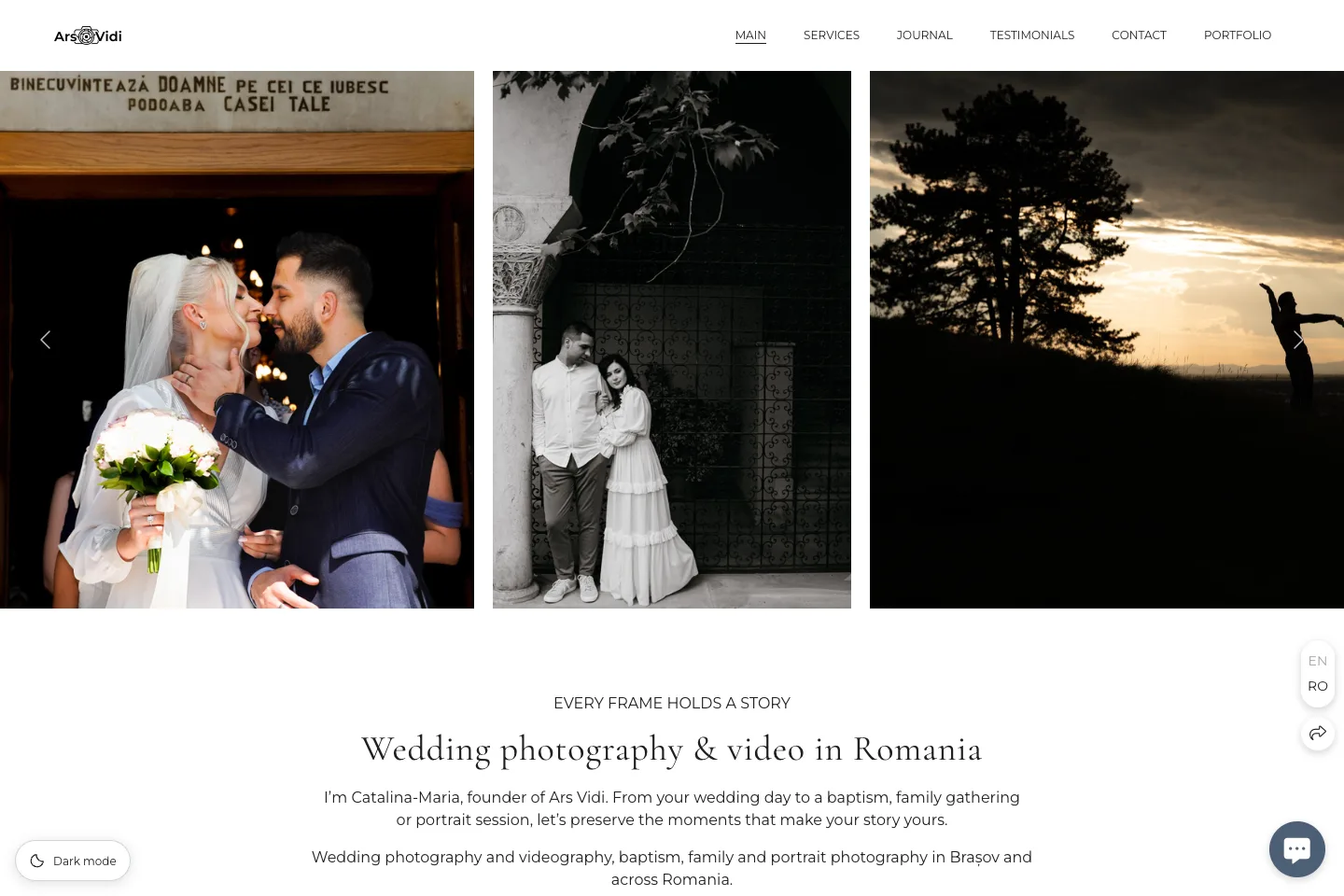 Ars Vidi photography website