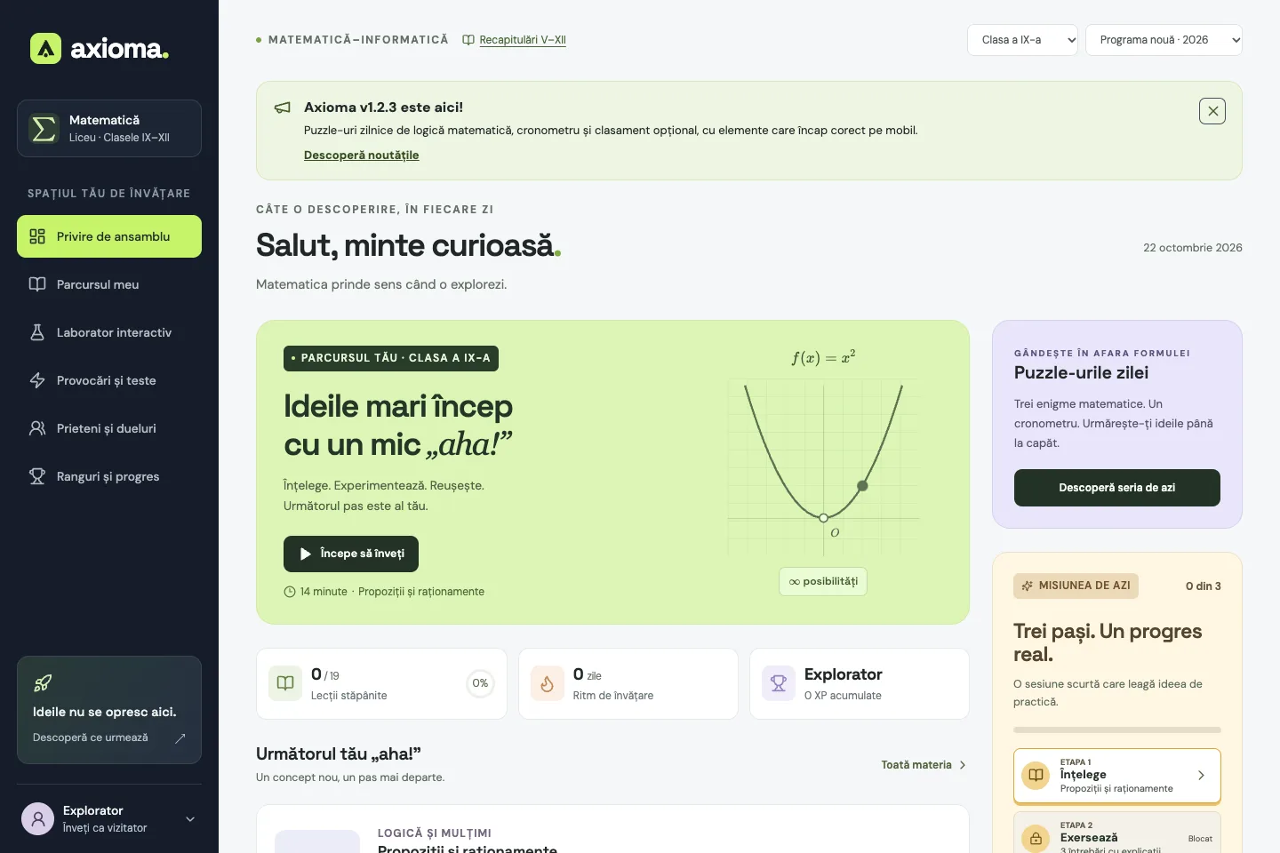 Learning dashboard